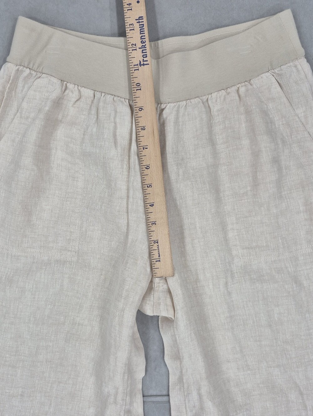 Lands End Pull On Linen pants women's 12P cream wide leg super soft waistband - Picture 3 of 11